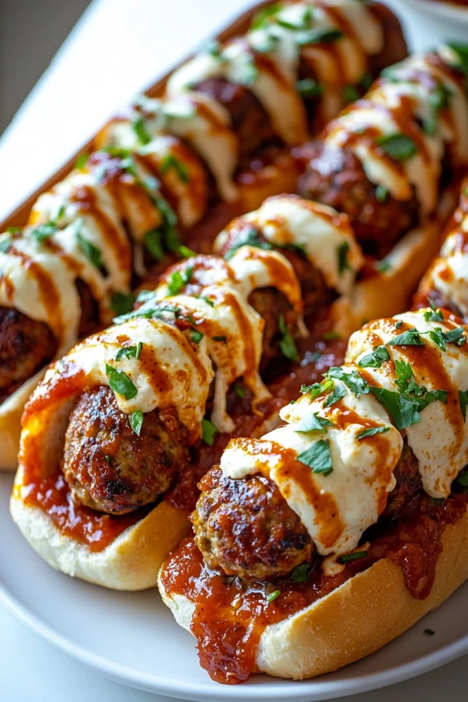 Meatball Subs with Marinara and Mozzarella