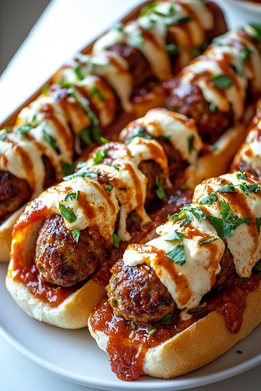Meatball Subs with Marinara and Mozzarella