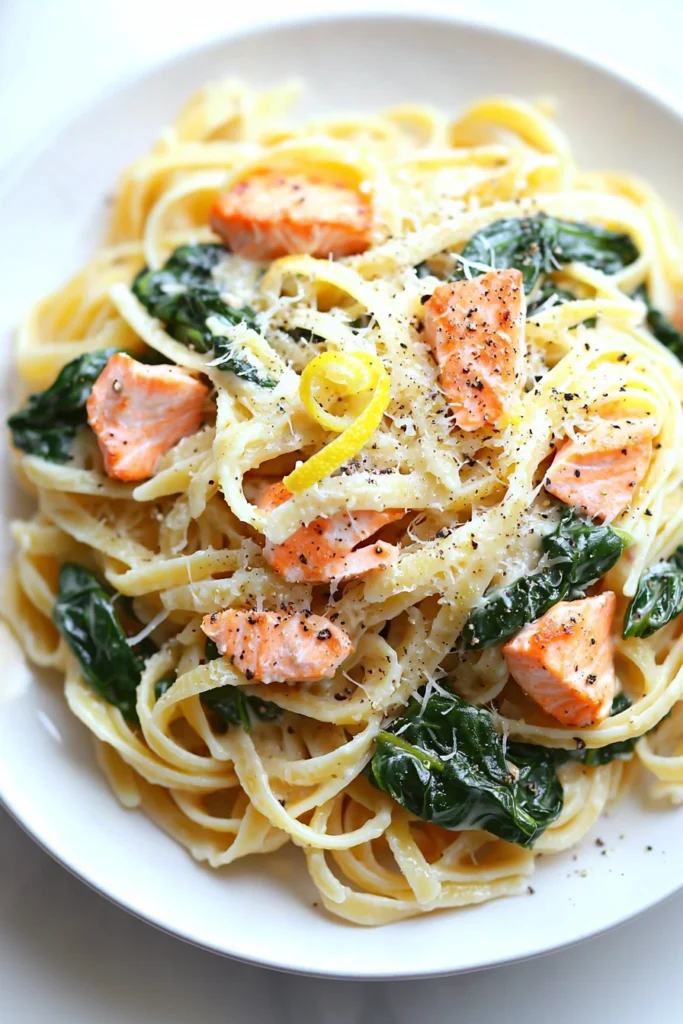 Salmon Spinach Pasta