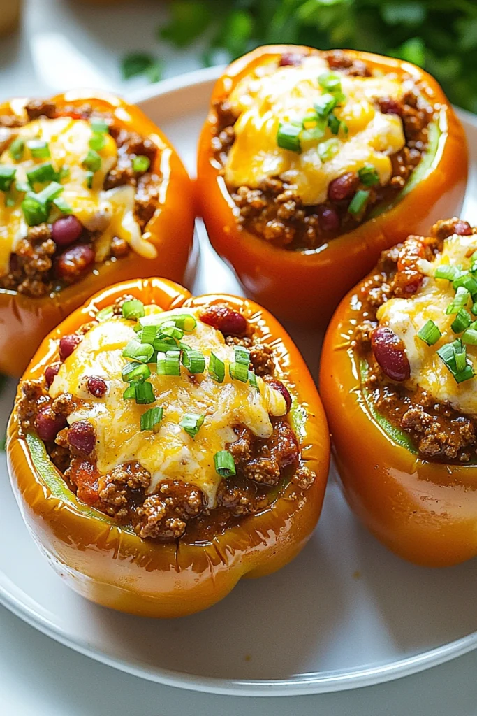 Simple Chili-Stuffed Bell Peppers