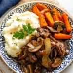 Slow Cooker Braised Beef with Onions & Mushrooms