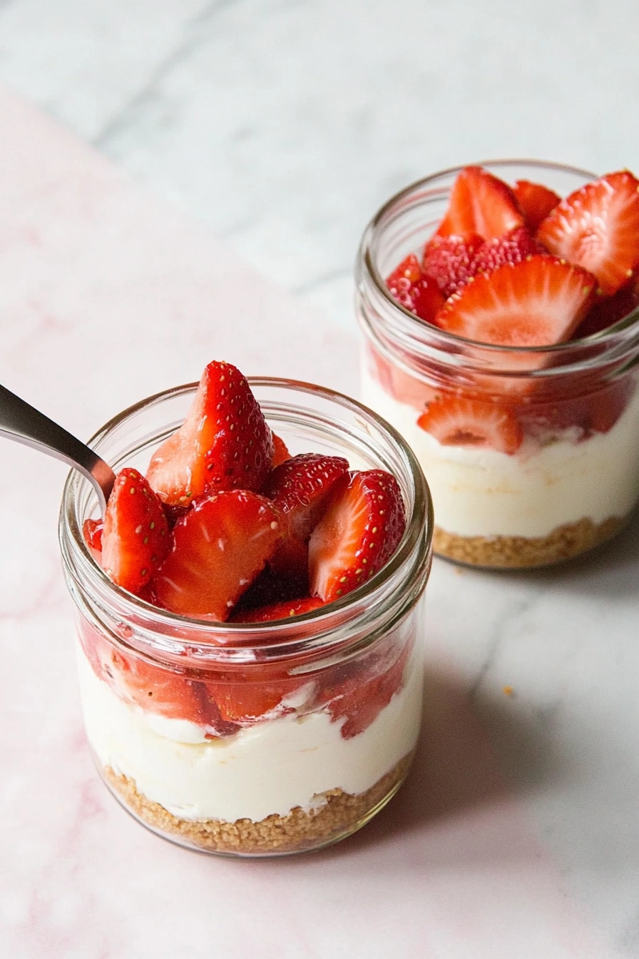 No-Bake Strawberry Cheesecake Jars