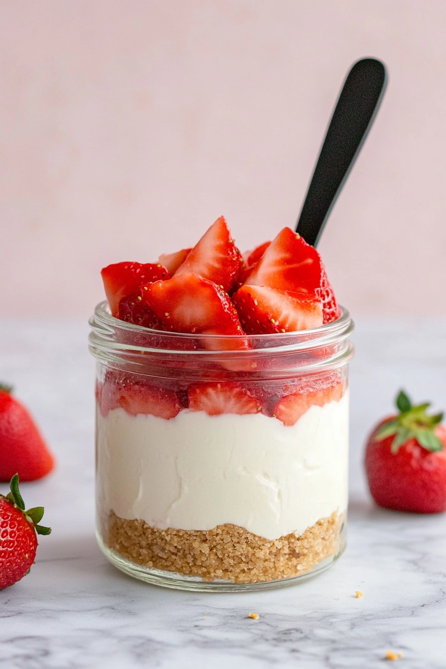 No-Bake Strawberry Cheesecake Jars