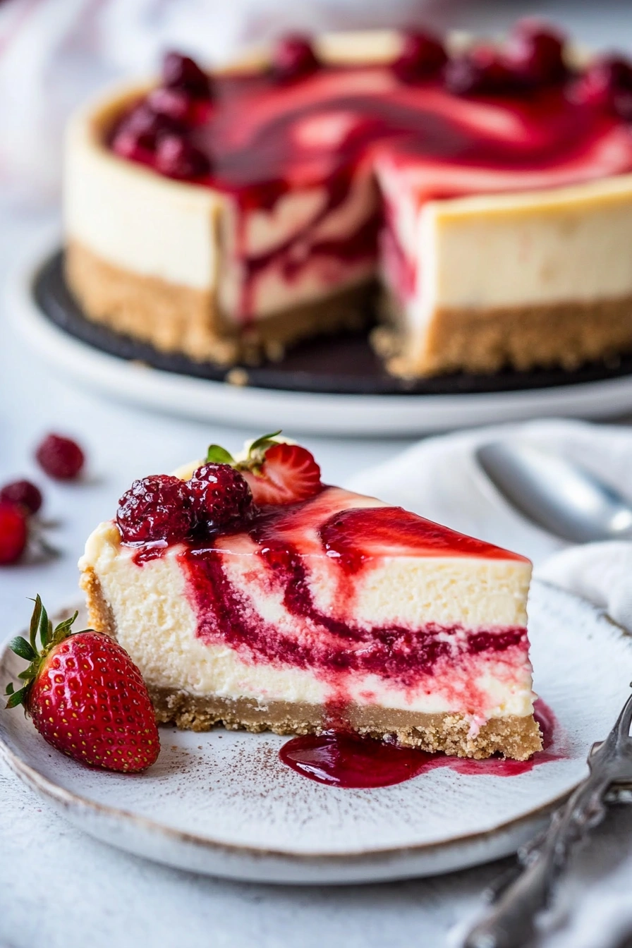 Strawberry Swirl Cheesecake