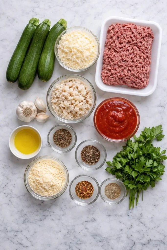 Ground Beef Stuffed Zucchini Boats