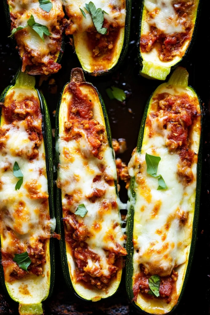 Ground Beef Stuffed Zucchini Boats