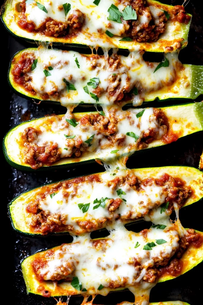 Ground Beef Stuffed Zucchini Boats
