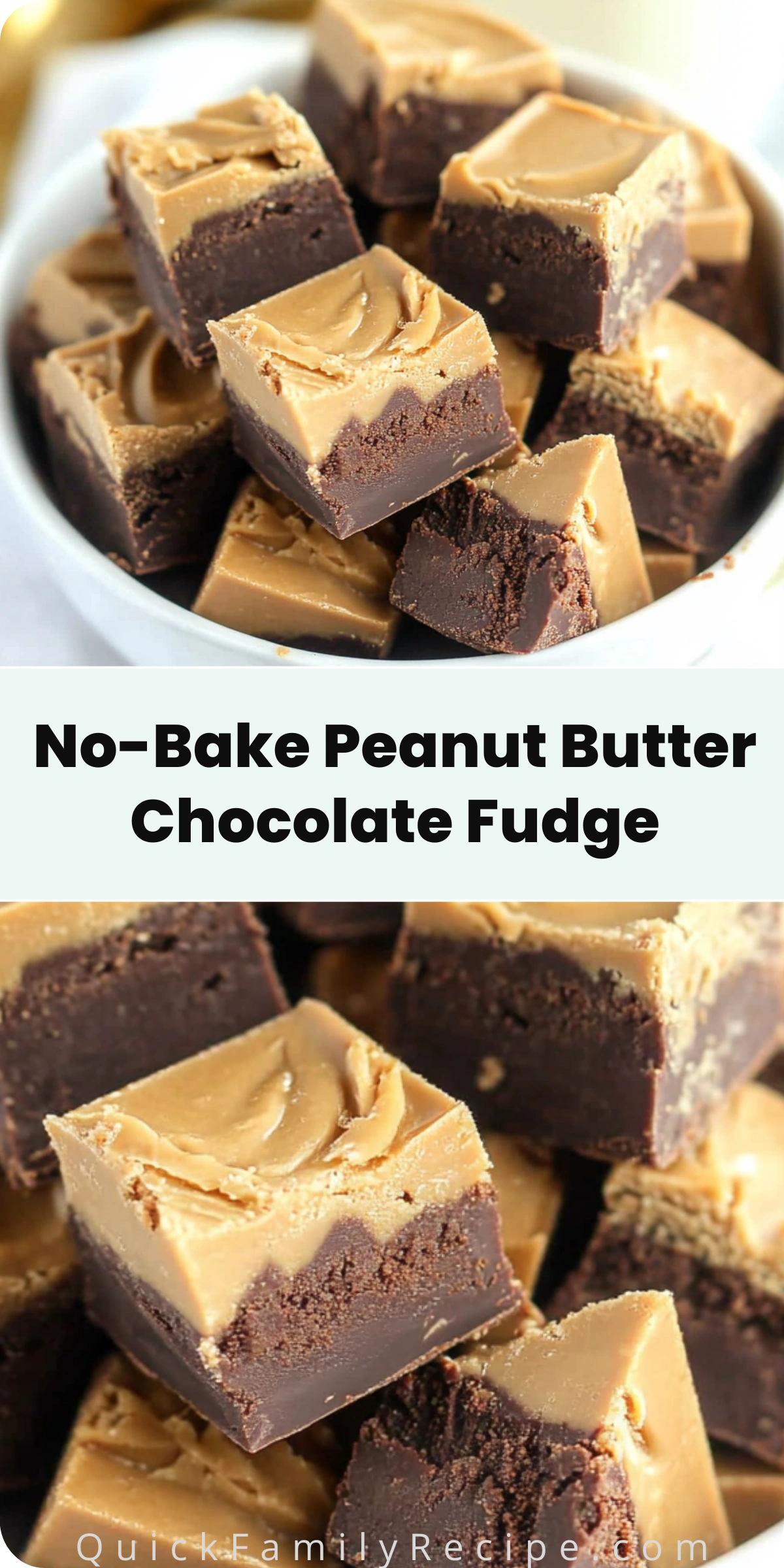 No-Bake Peanut Butter Chocolate Fudge