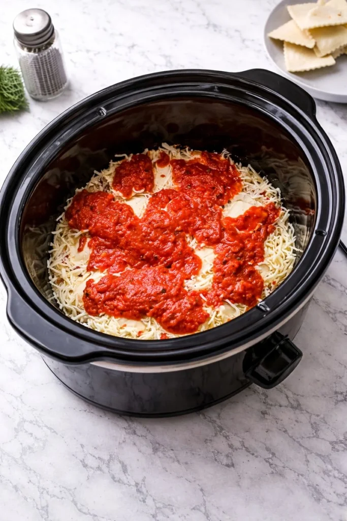 Crockpot Ravioli Lasagna