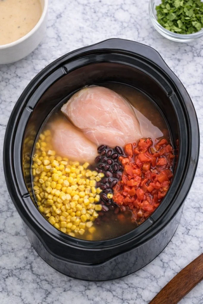 Crockpot Cream Cheese Chicken Chili