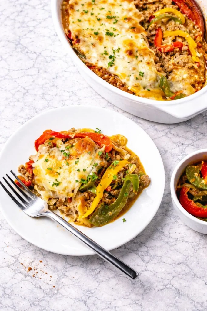 Low Carb Philly Cheesesteak Casserole