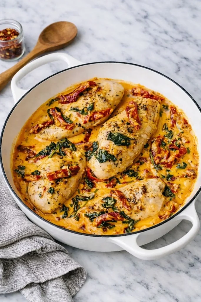 Creamy High-Protein Tuscan Chicken Skillet