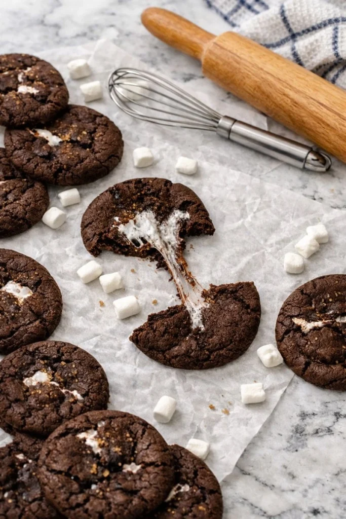 Chocolate Marshmallow Swirl Cookies