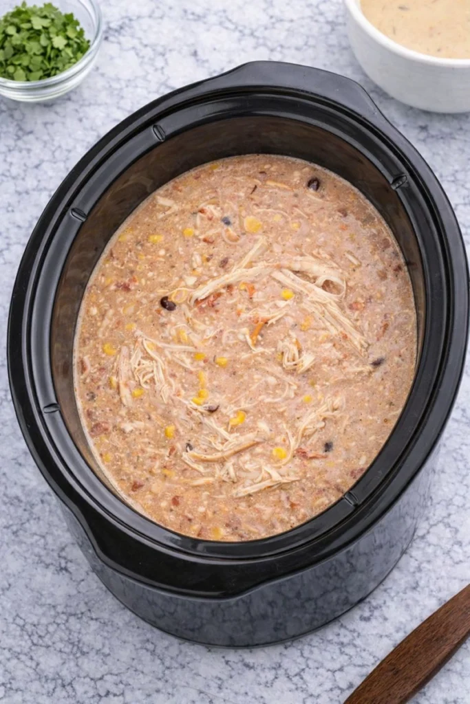 Crockpot Cream Cheese Chicken Chili