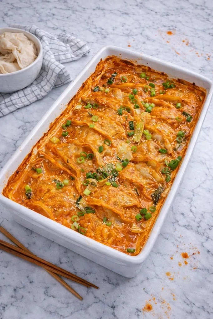One Pan Baked Dumplings