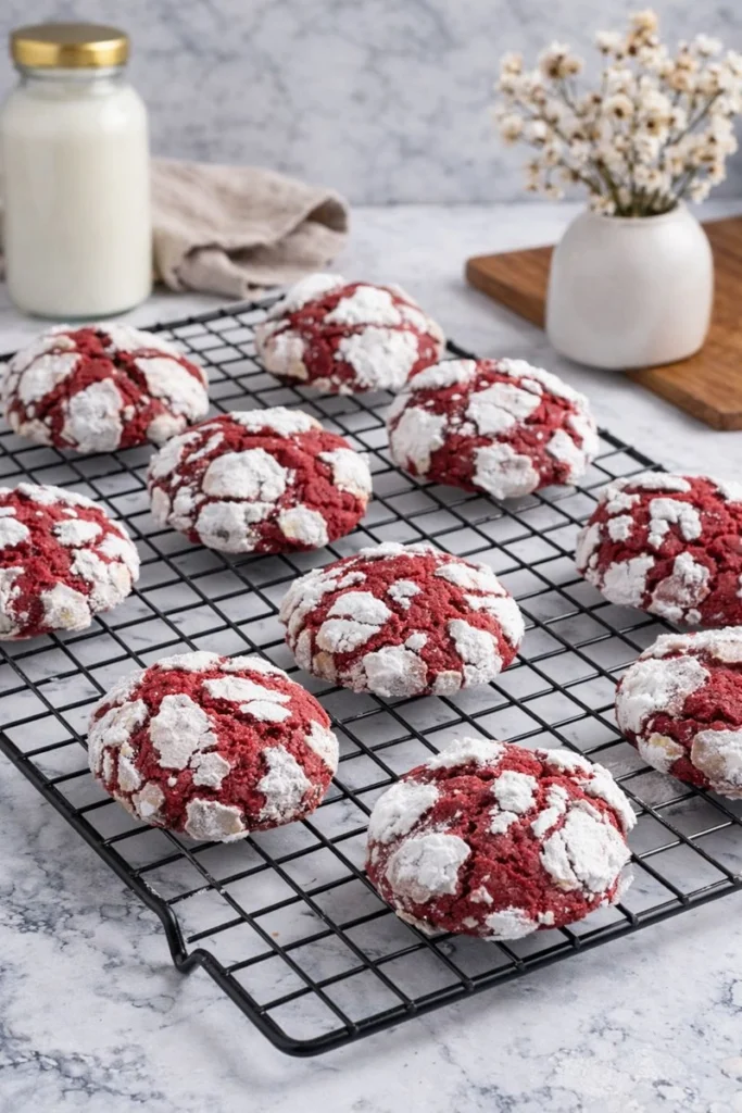 Heart-Shaped Red Velvet Crinkle Cookies