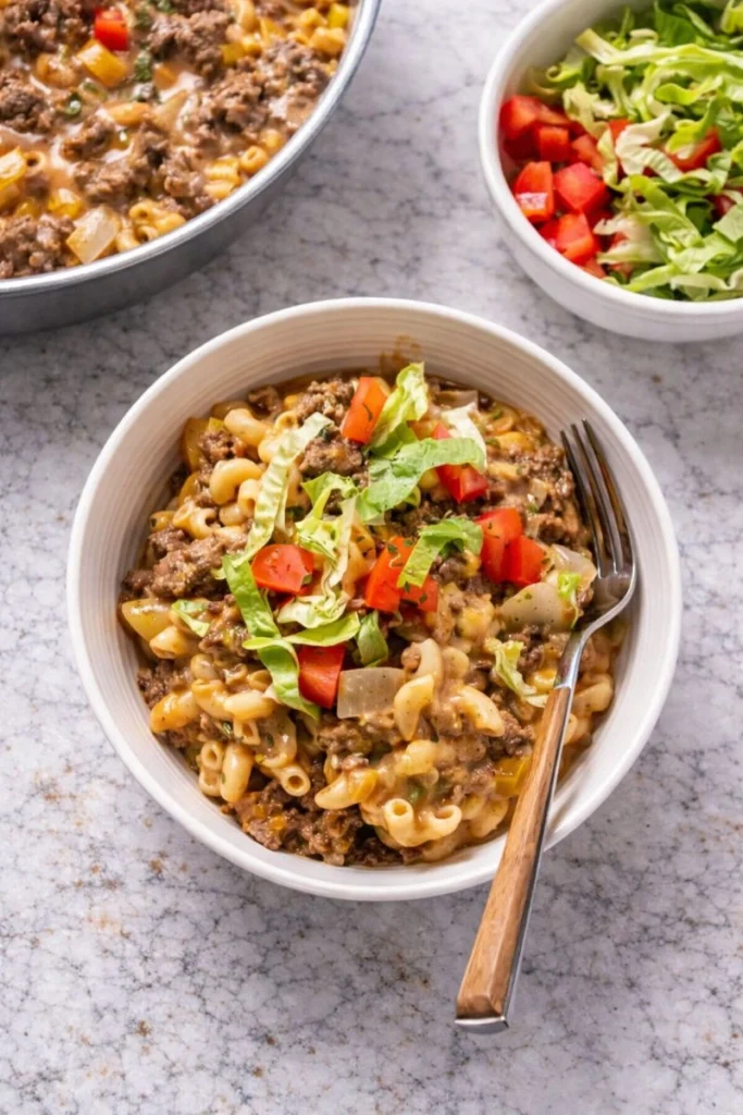 High-Protein Cheeseburger Skillet with Lean Beef