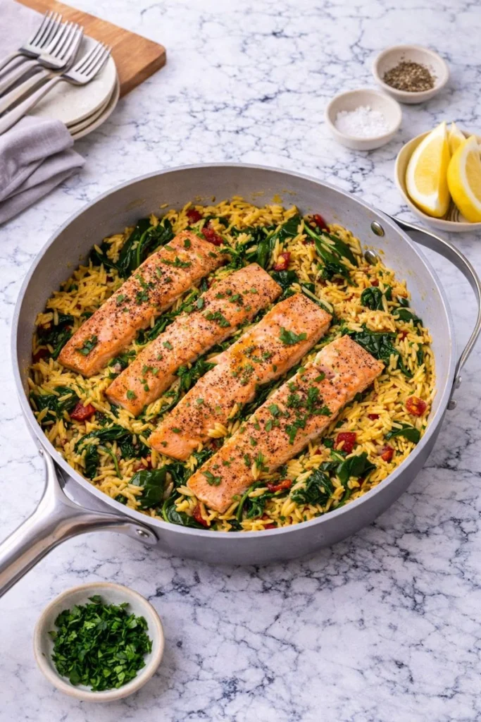 Salmon with Lemon Orzo