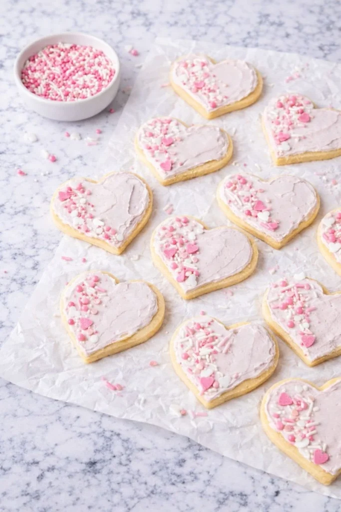 Soft Pink Valentine Sugar Cookies