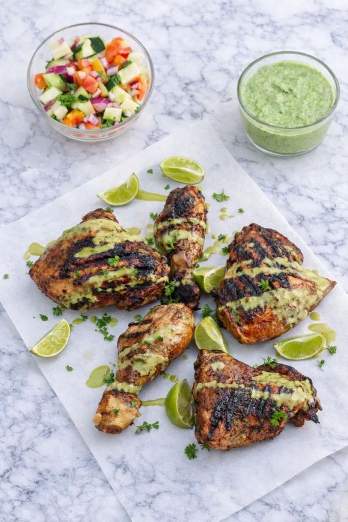 Peruvian Grilled Chicken with Creamy Green Sauce