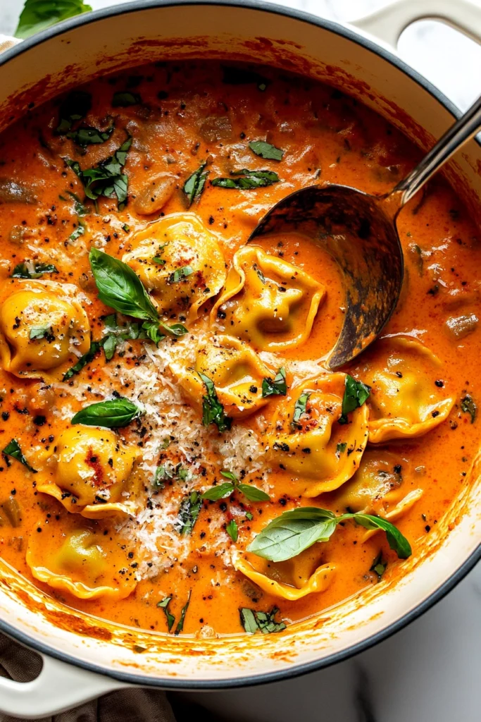 Creamy Tomato Basil Tortellini Soup