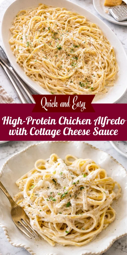High-Protein Chicken Alfredo with Cottage Cheese Sauce