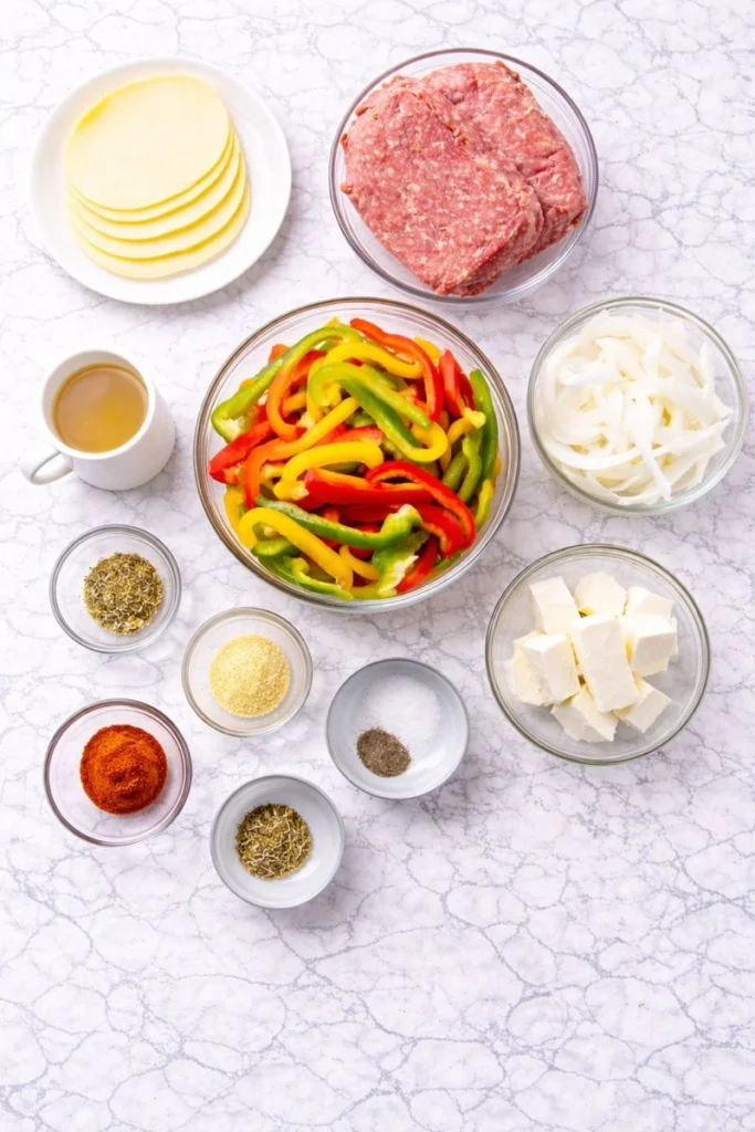 Low Carb Philly Cheesesteak Casserole