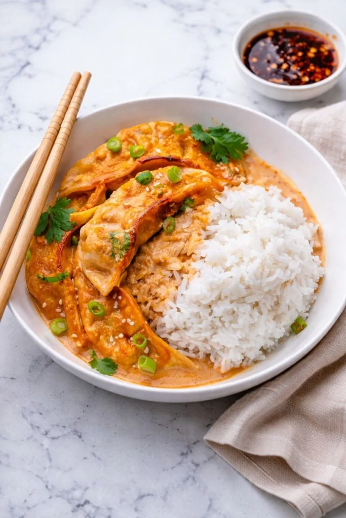 One Pan Baked Dumplings