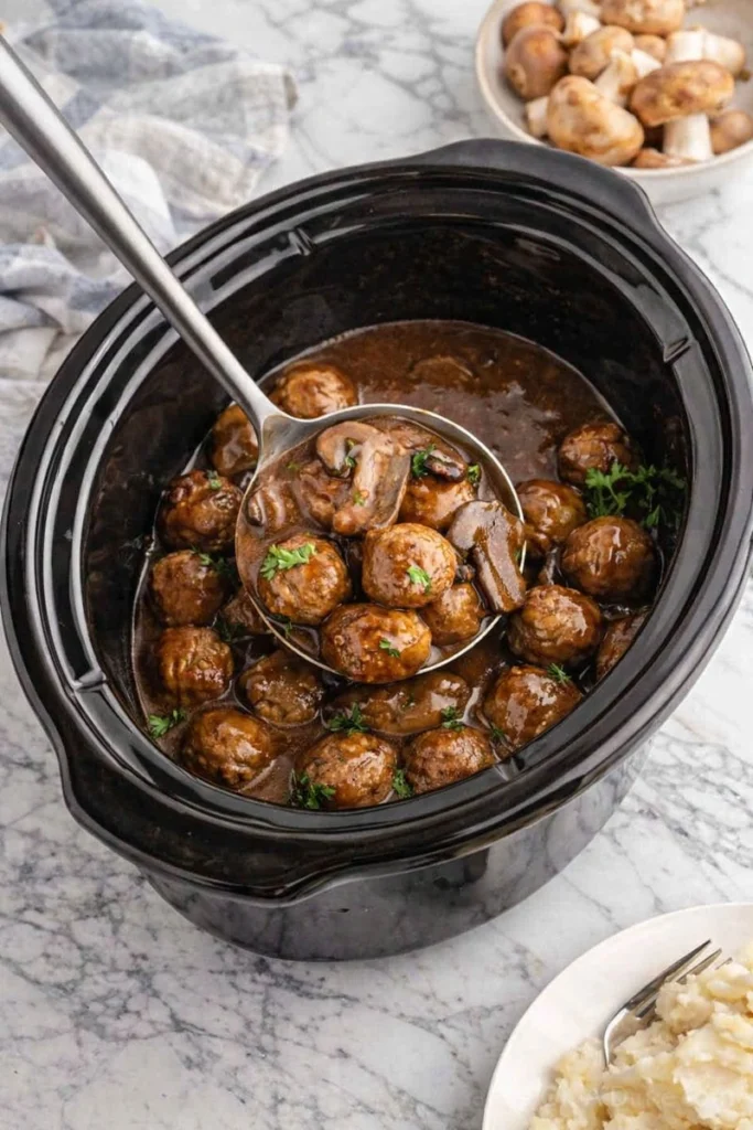 Slow Cooker Salisbury Steak Meatballs