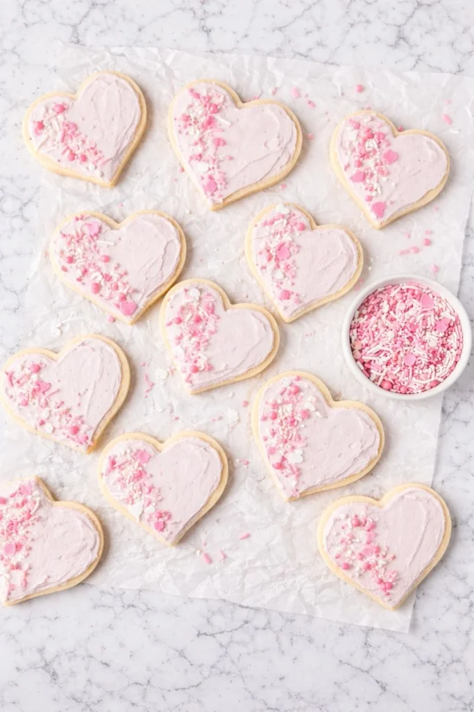 Soft Pink Valentine Sugar Cookies