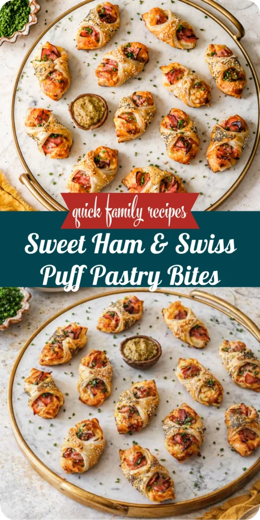Sweet Ham & Swiss Puff Pastry Bites