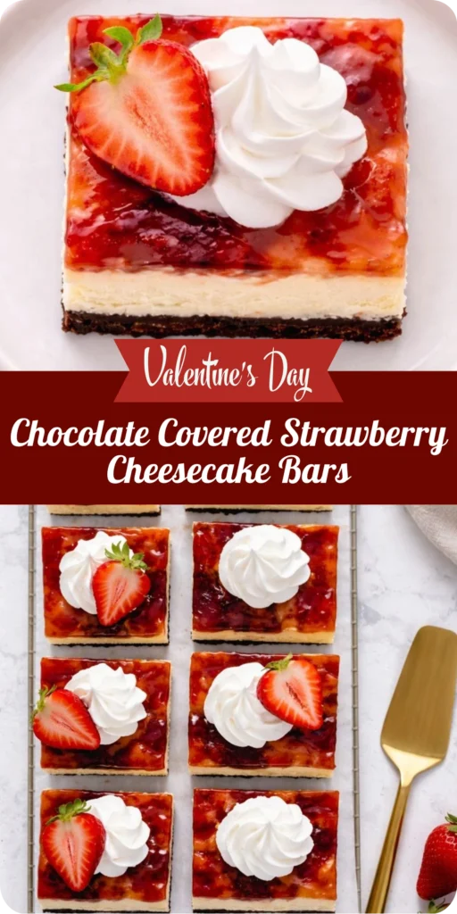 Valentine's Day Chocolate Covered Strawberry Cheesecake Bars