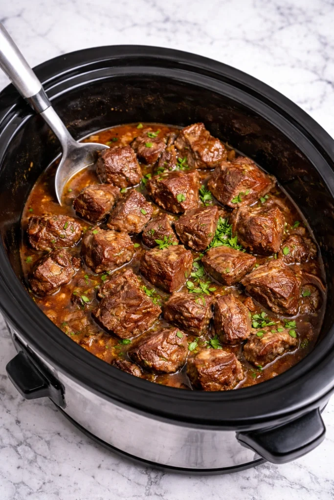 Slow Cooker Garlic Butter Steak Bites