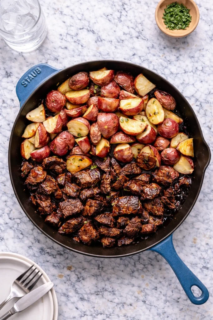 Creamy Garlic Butter Steak and Potatoes Skillet