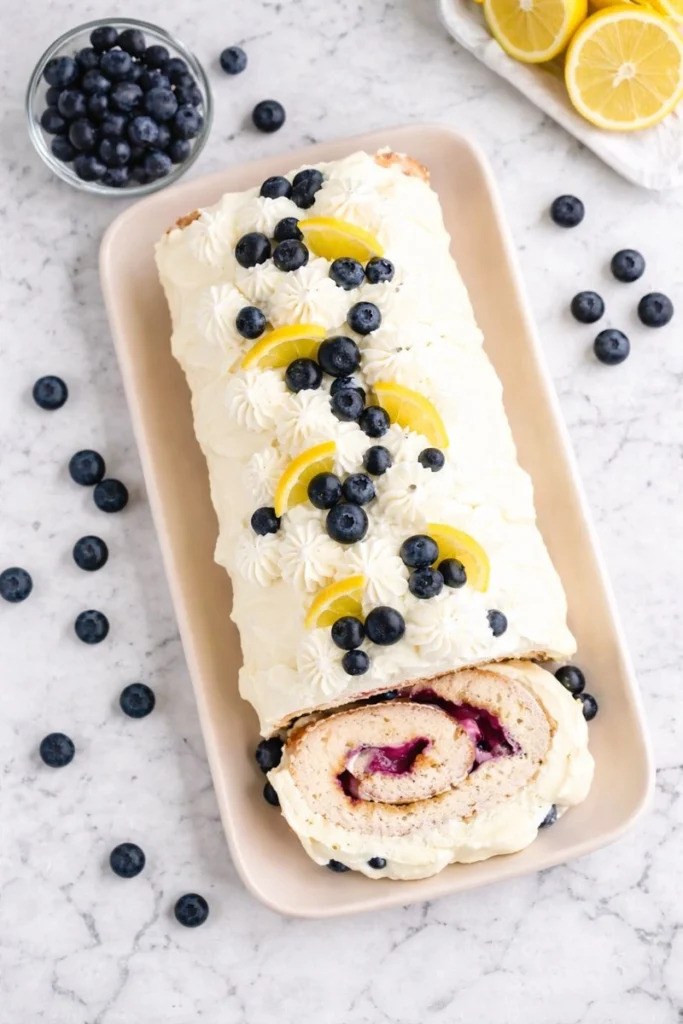 Lemon Blueberry Easter Cake Roll