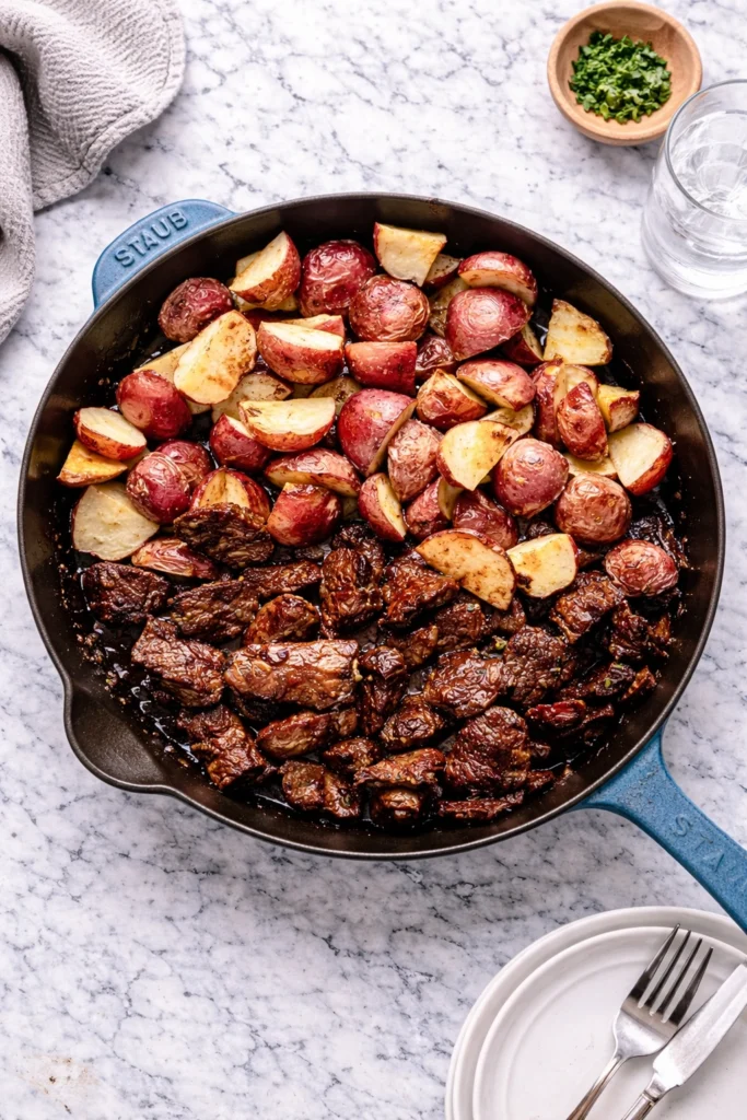 Creamy Garlic Butter Steak and Potatoes Skillet