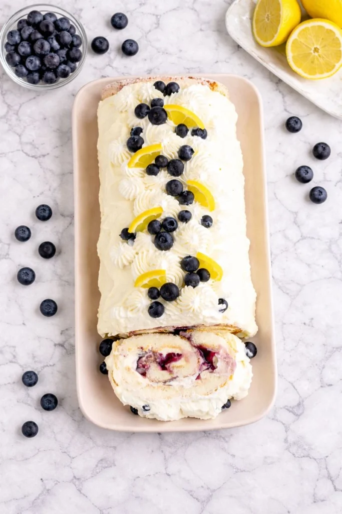 Lemon Blueberry Easter Cake Roll