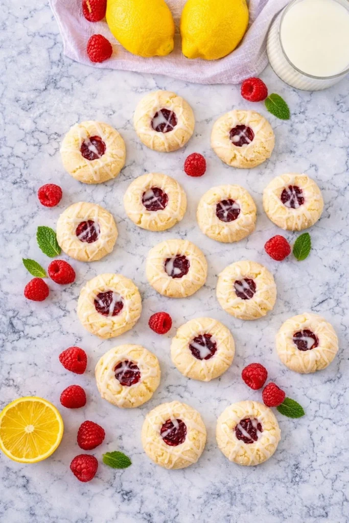 Lemon Raspberry Easter Thumbprint Cookies