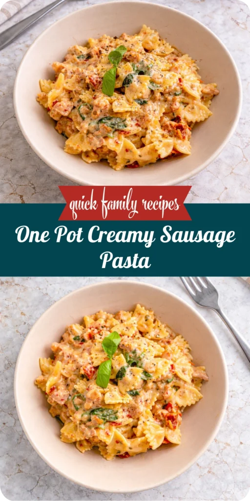One Pot Creamy Sausage Pasta
