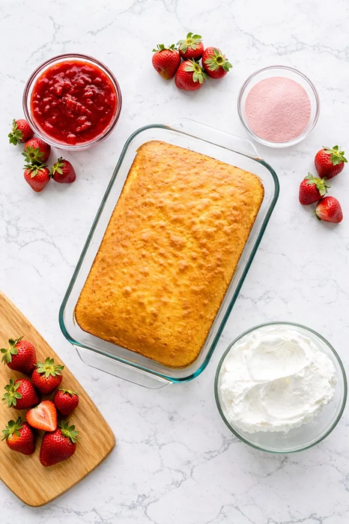 Strawberry Lemon Easter Poke Cake