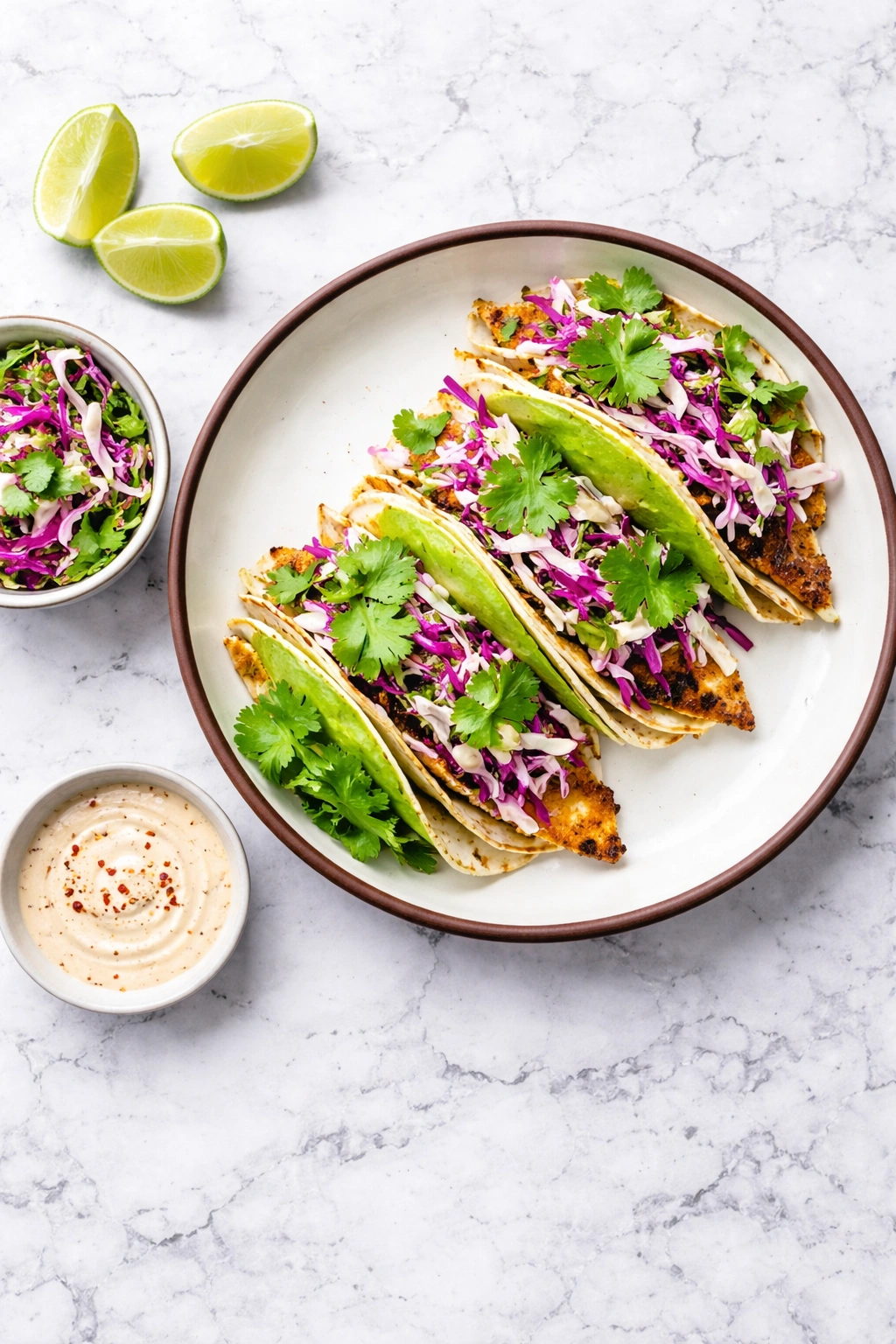 Crispy Fish Tacos with Cilantro Lime Slaw