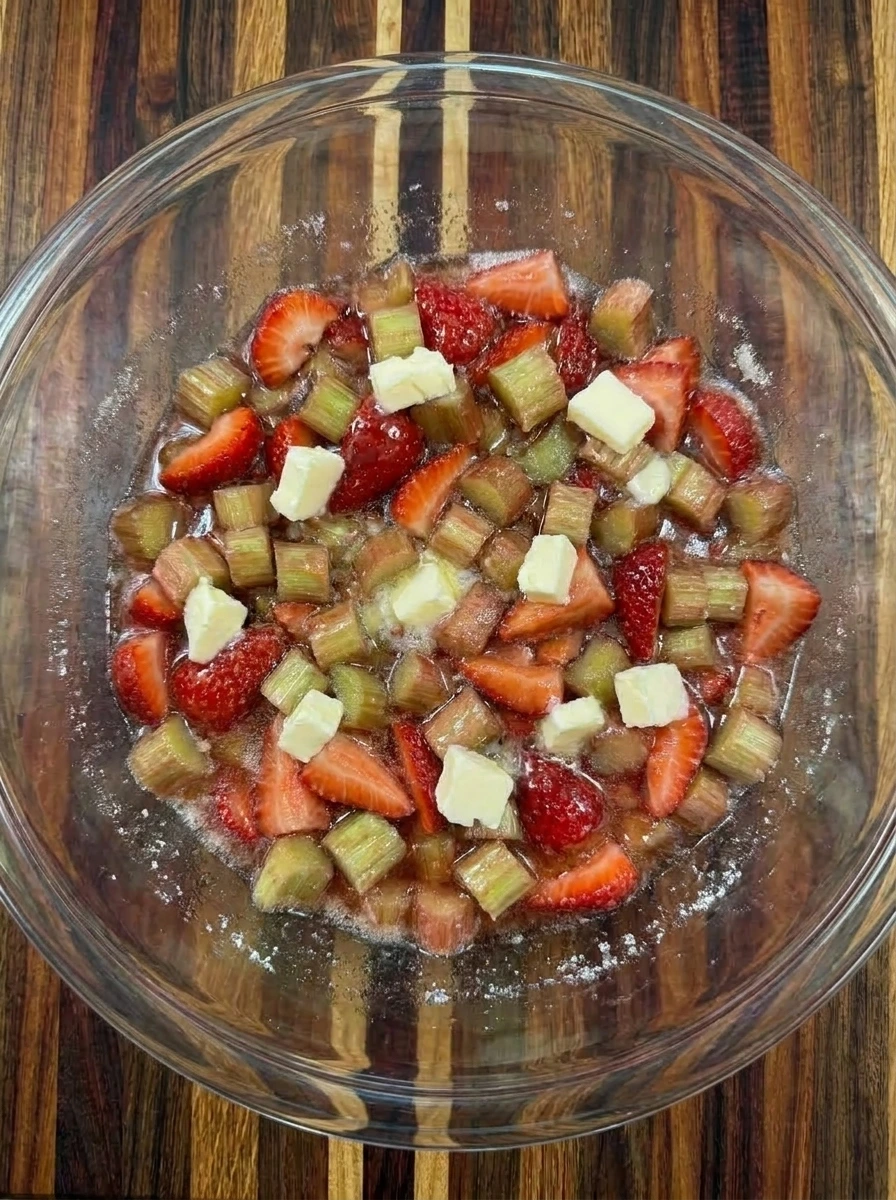 adding butter to pie filling