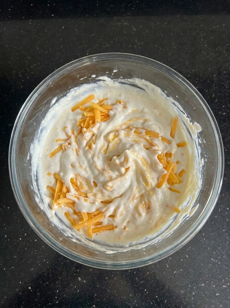 Cheese added to creamy mixture