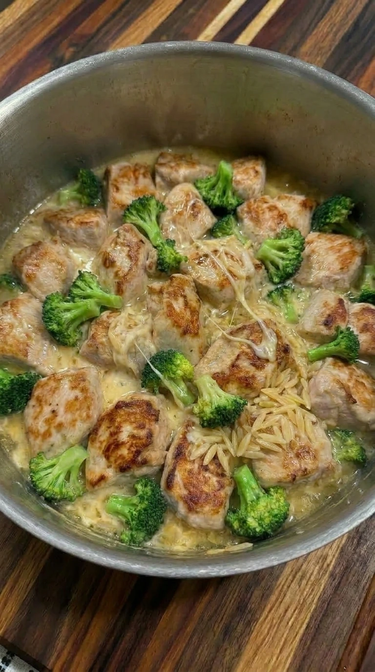 Cheese melting in orzo