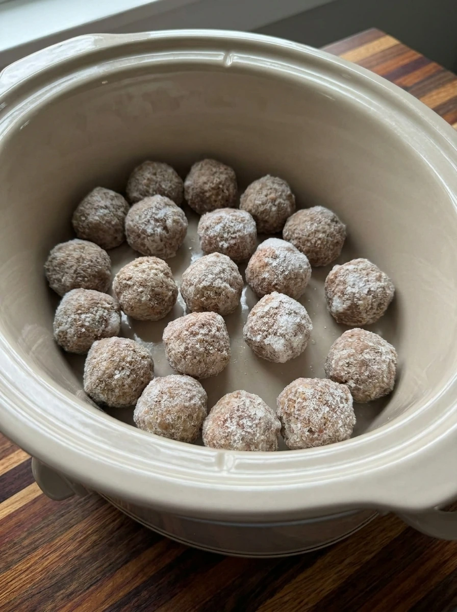 Frozen meatballs in crockpot