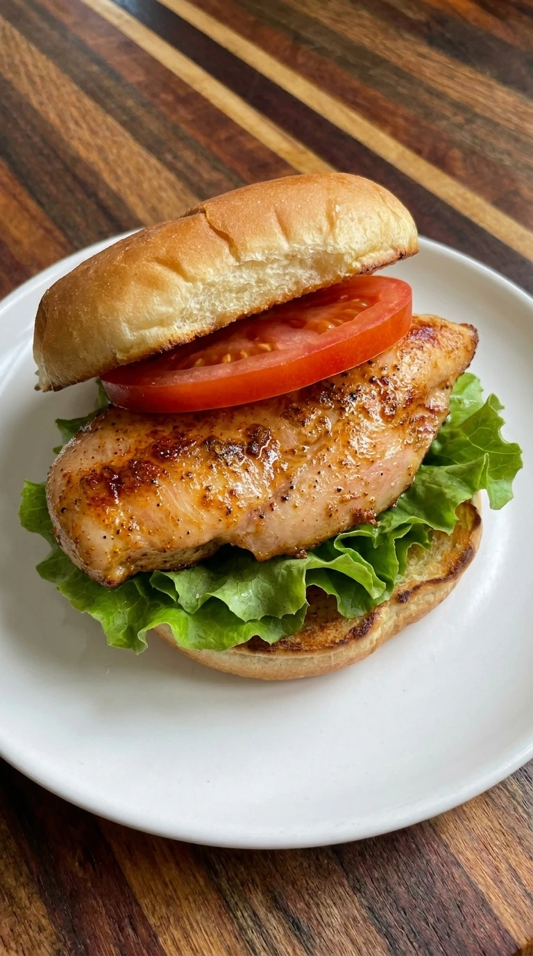 Assembling Cajun chicken sandwich