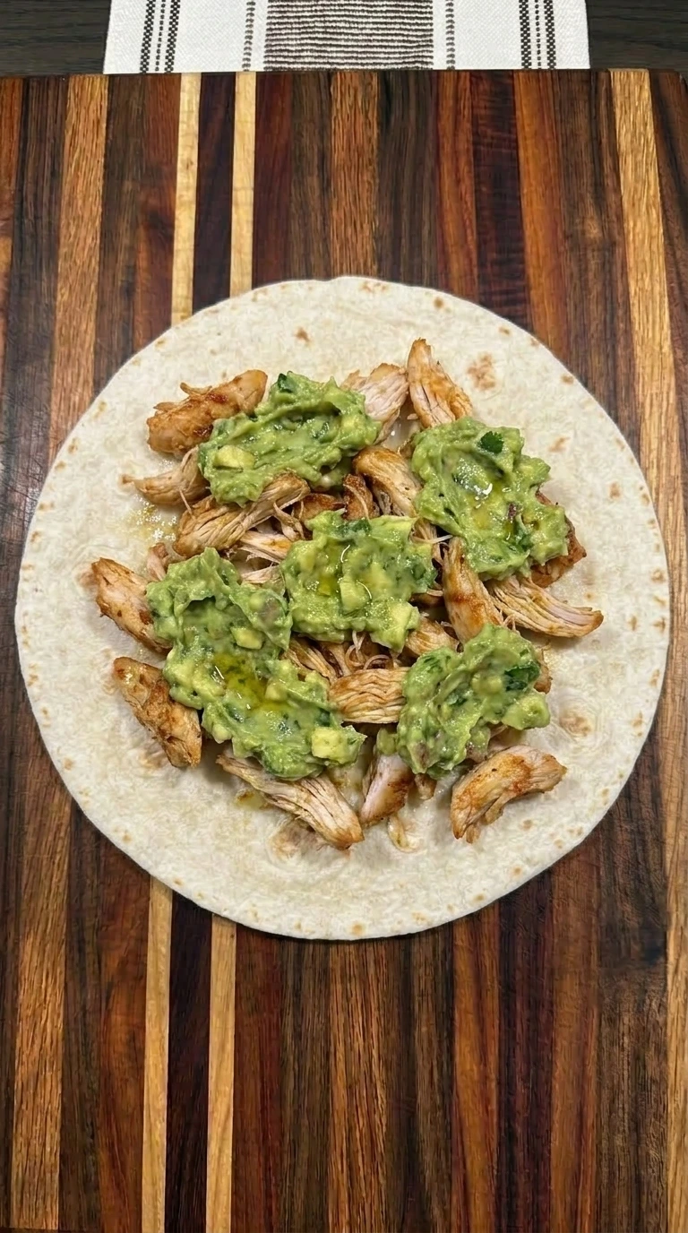 Wrap filling layered inside tortilla