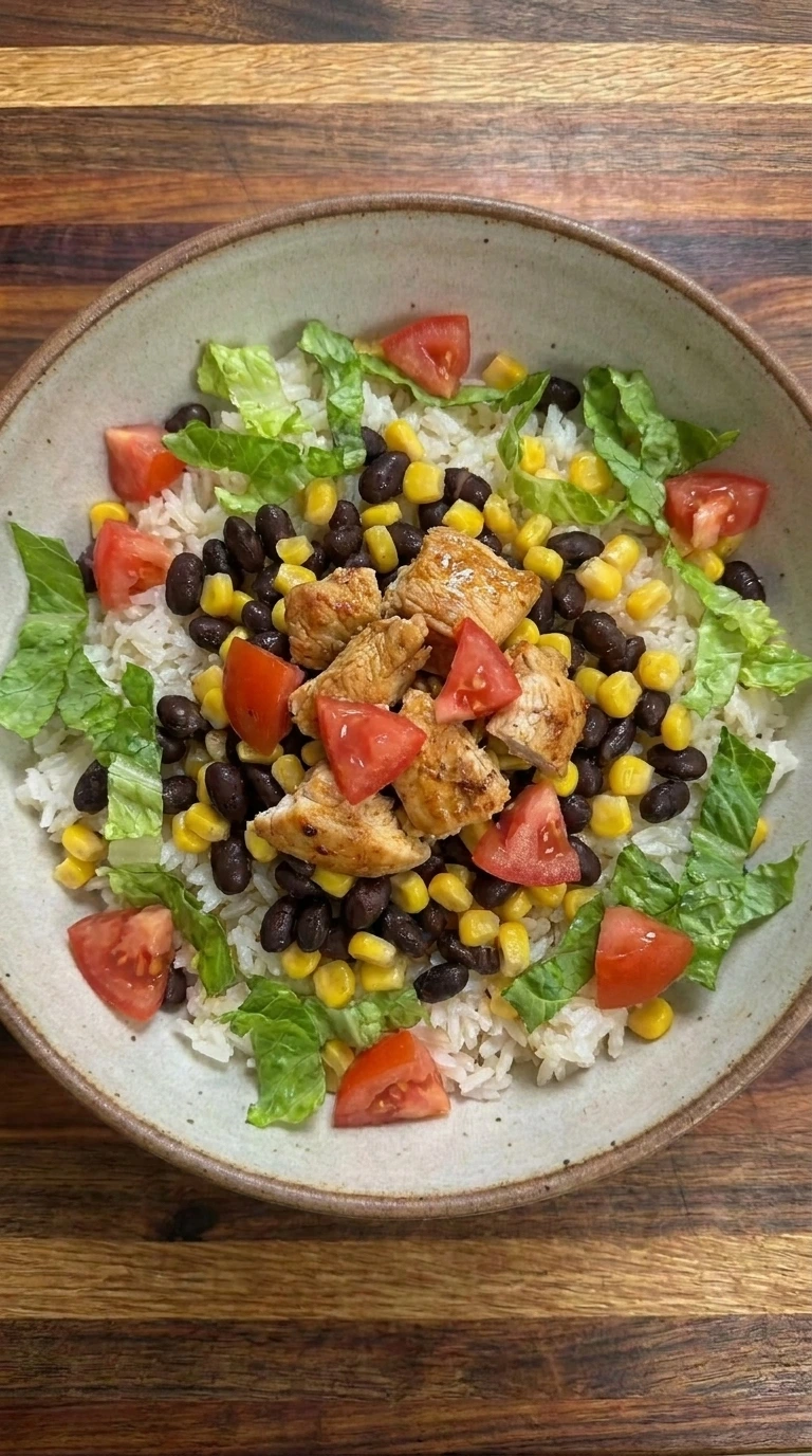 Chicken taco bowl assembled