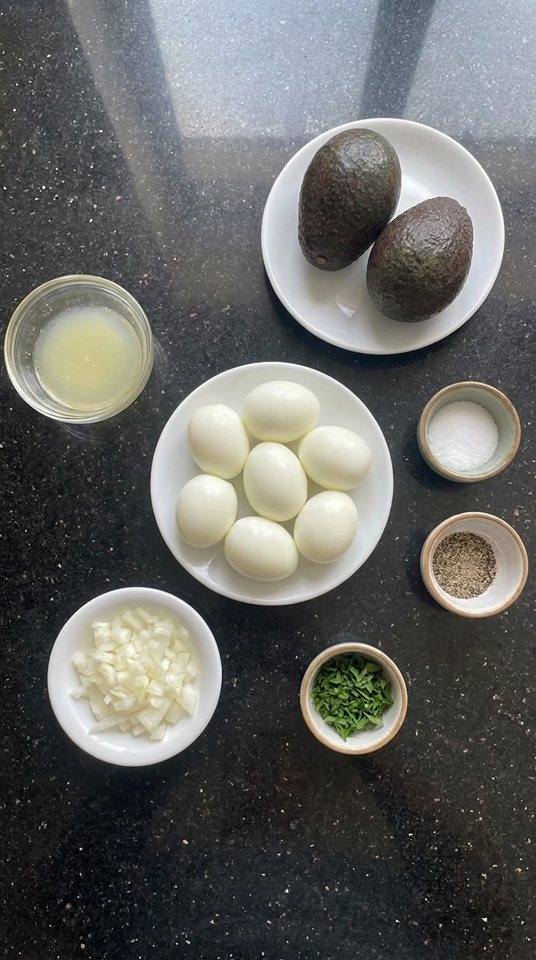 ingredients for avocado egg salad