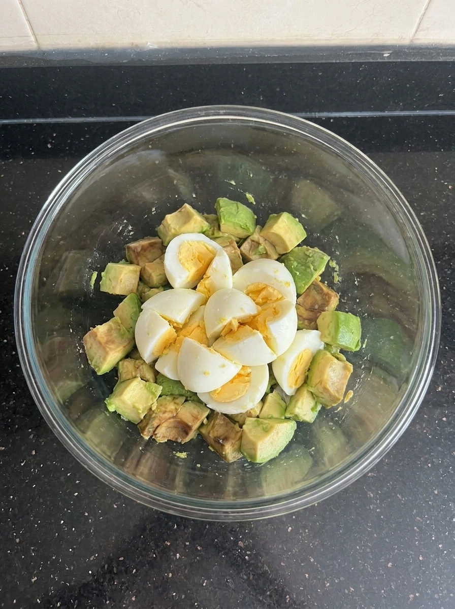 chopped eggs and avocado
